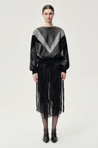 Patchwork Leather Sweater Black/Grey