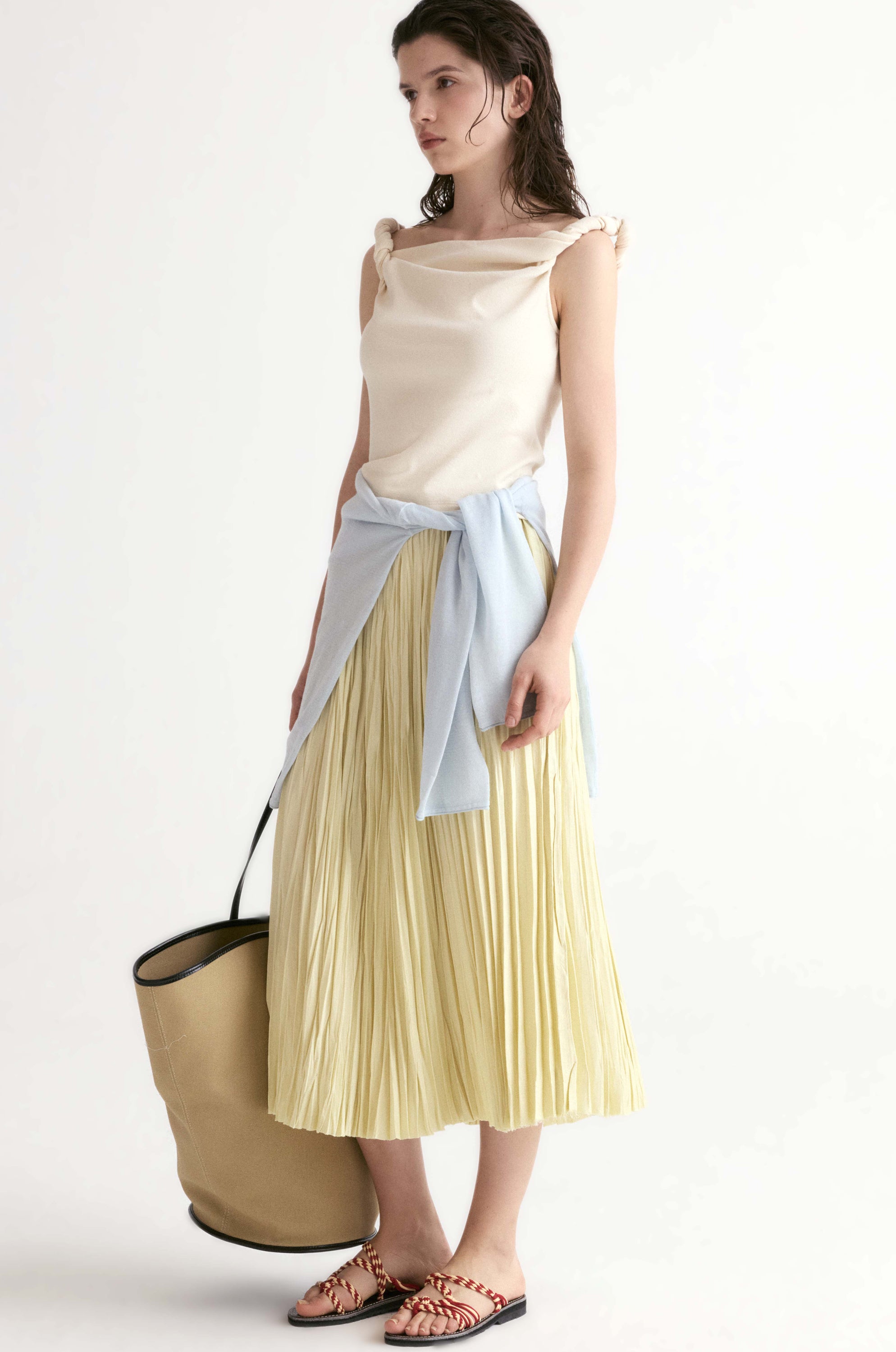 Dry Loop Terry Twisted Tank Top-Ivory