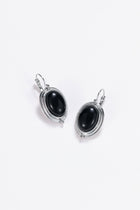 Silver onyx oval drop earrings