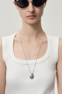 Moonstone silver egg necklace