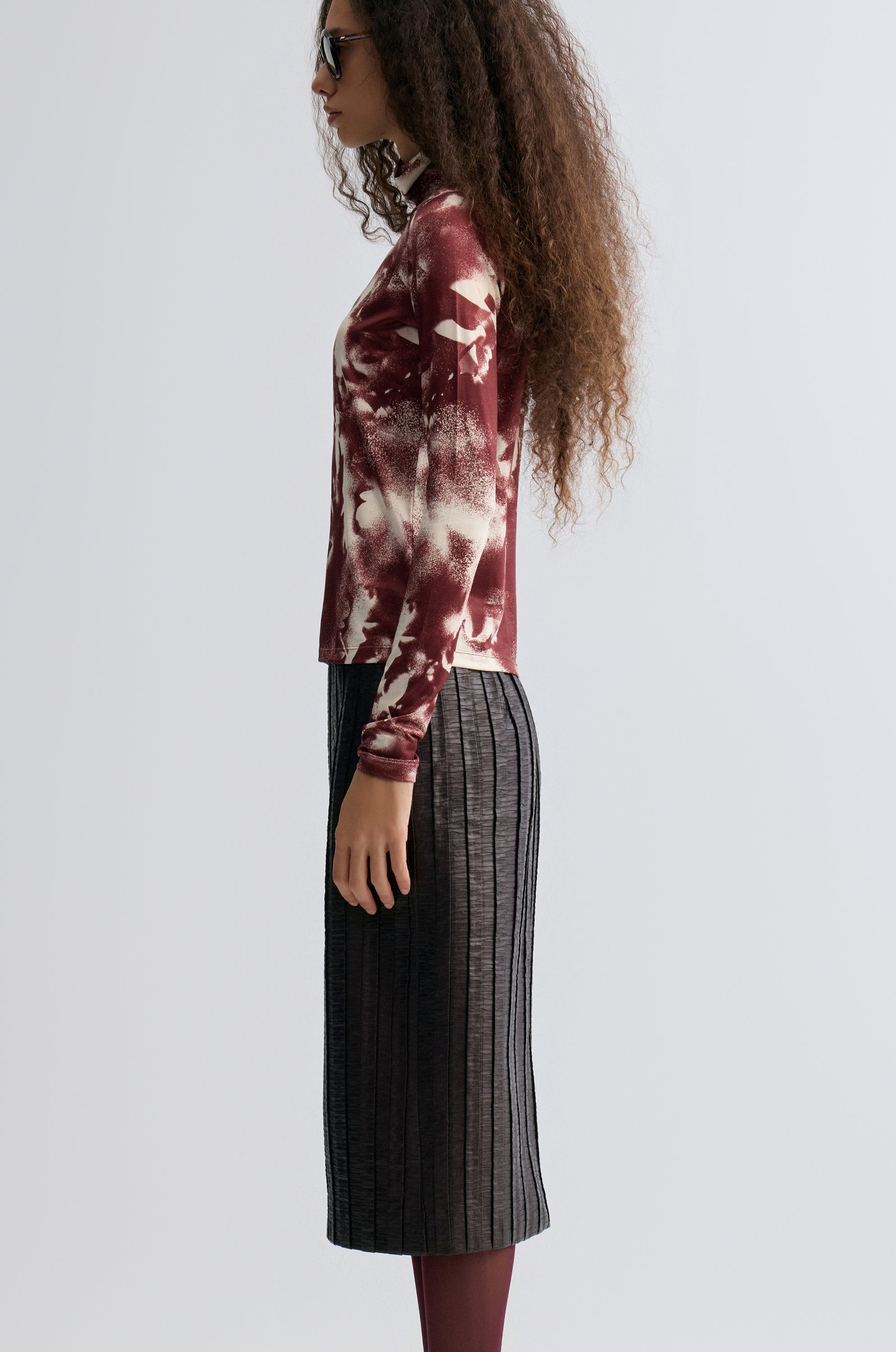 Shadow Long Sleeve Turtleneck Top Cranberry