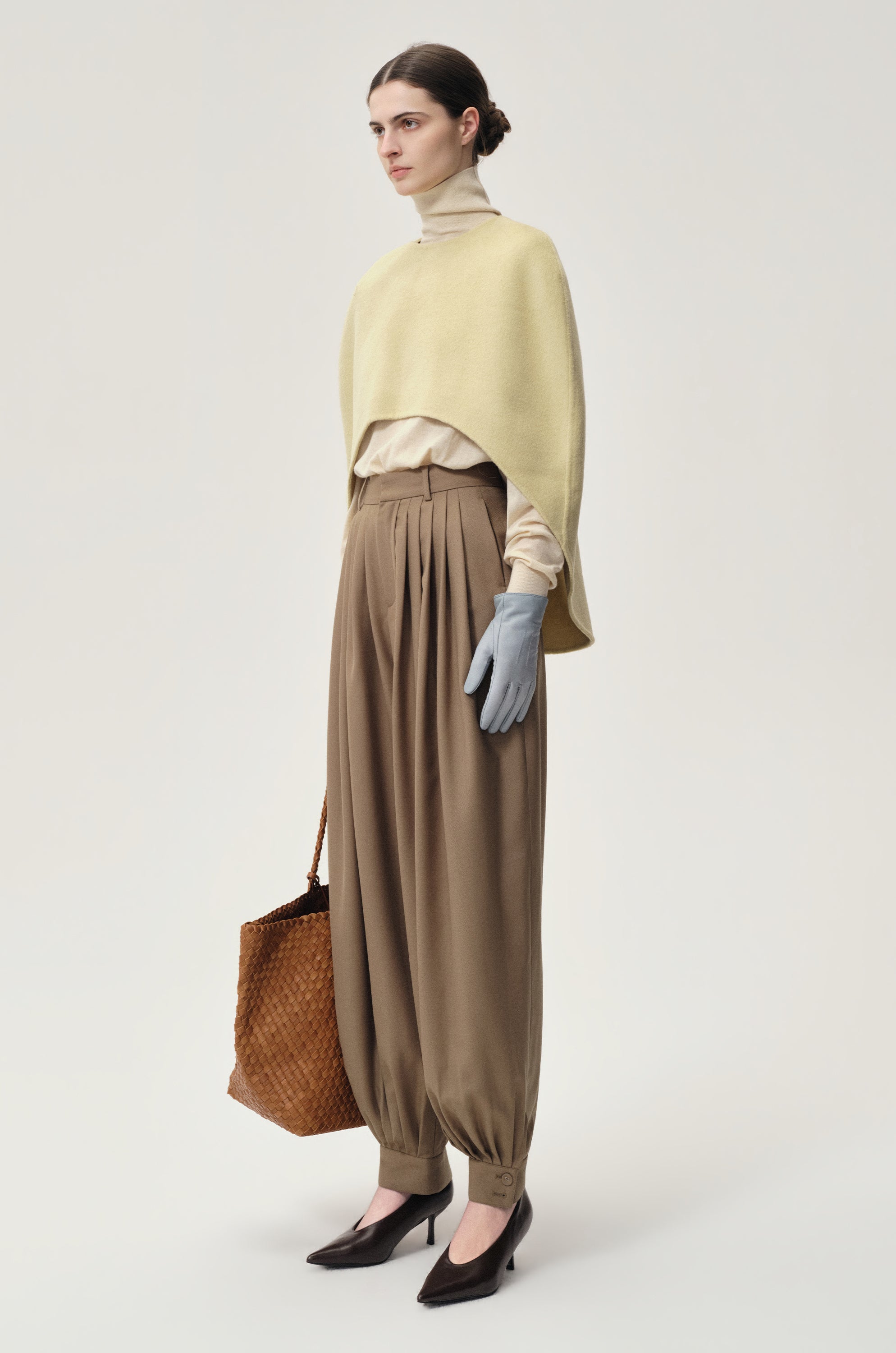 Opera Double-faced  Wool Cape Top Butter