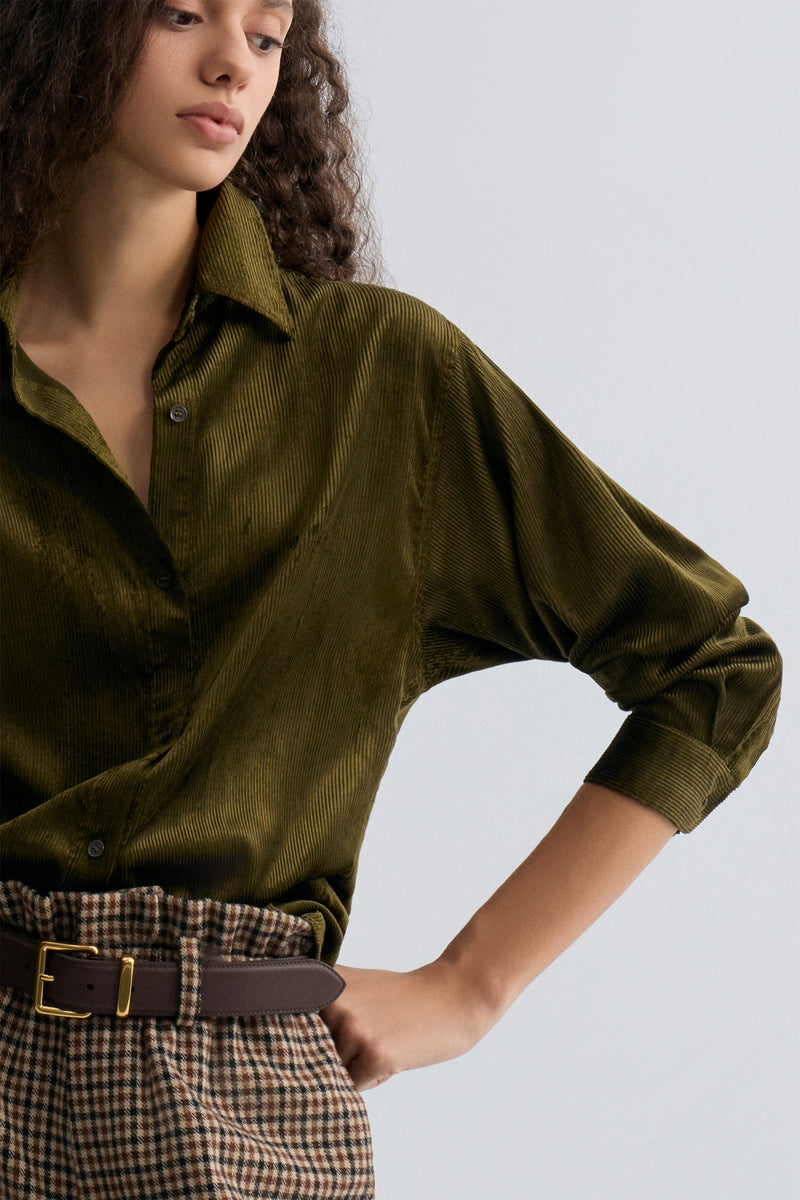 Weekend Corduroy Blouse Peat Moss