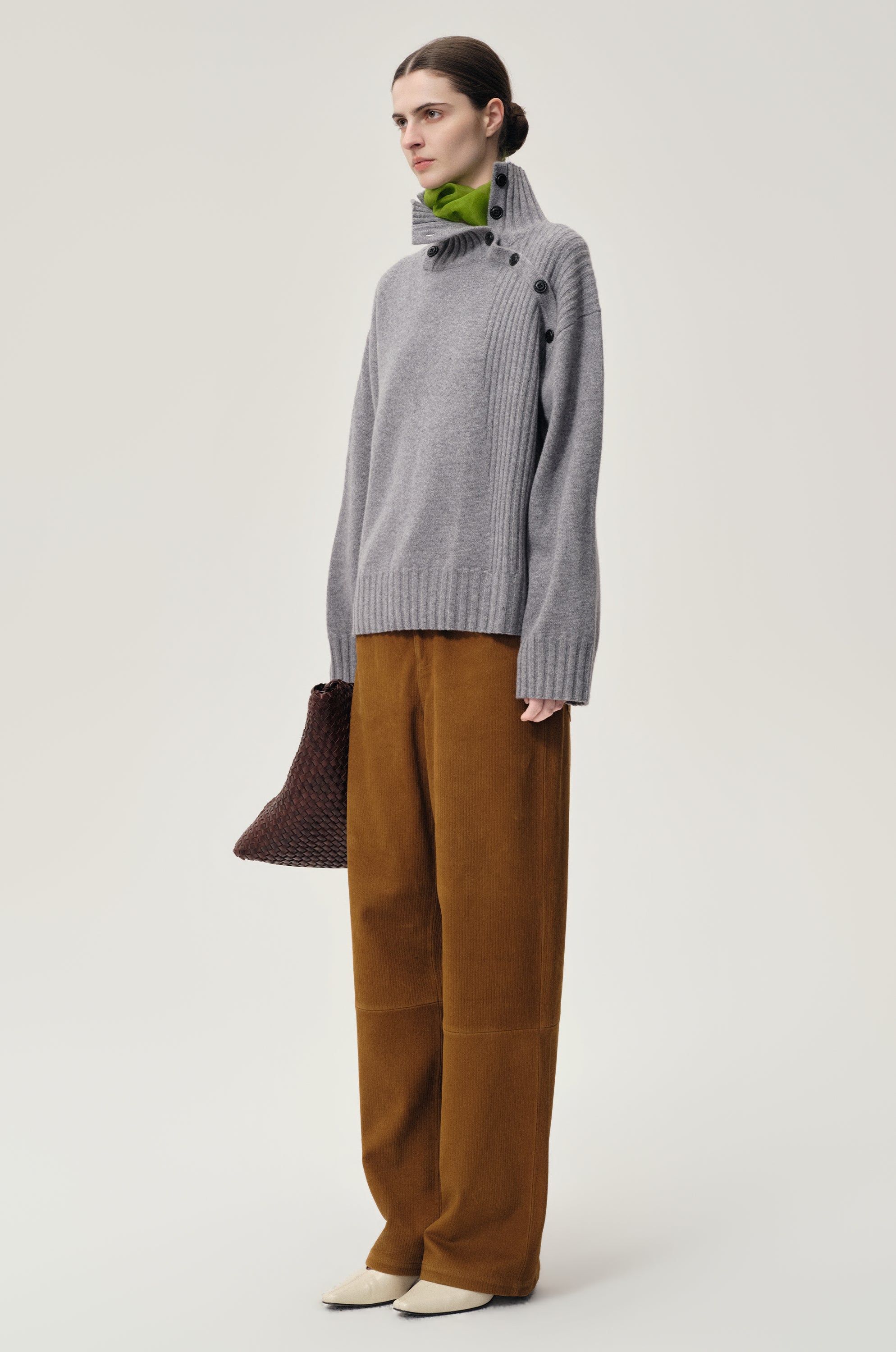 Vicky Turtleneck in Wool and Cashmere Grey Melange