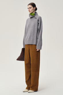 Vicky Turtleneck in Wool and Cashmere Grey Melange