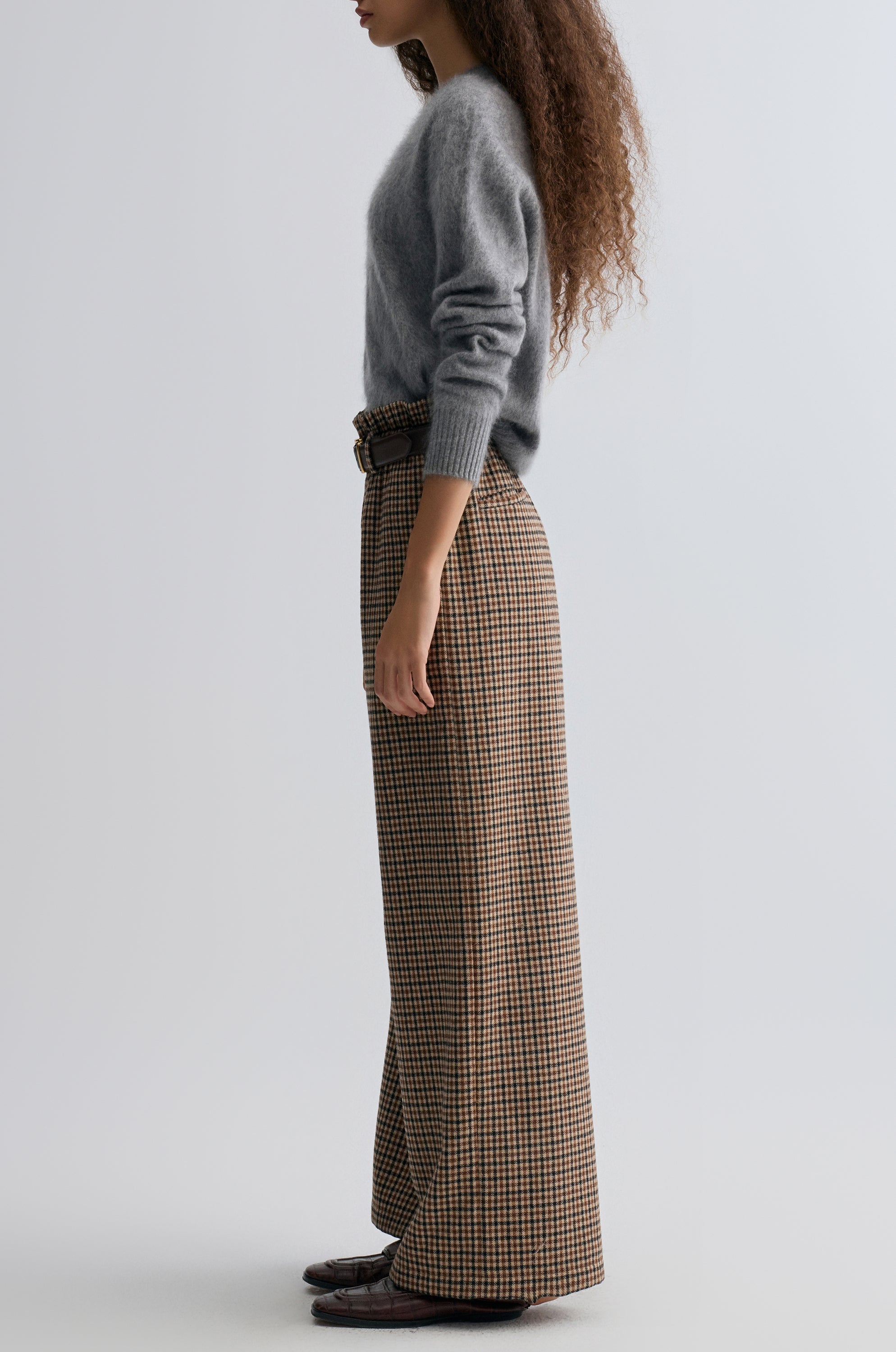 Check Wide-leg Trousers