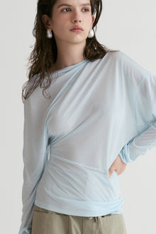 Luma Sheer Draped Top - Glacier Blue