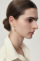Reversible silver pearl hoop earrings