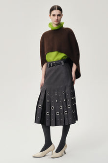 Opera Double-faced  Wool Cape Top Chocolate Brown