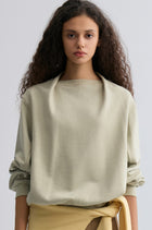 Cotton Panelled Sweater Stone Green