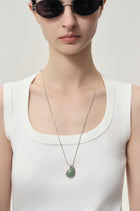 Moonstone silver egg necklace