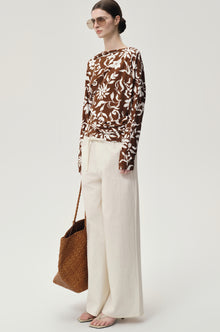 Mai Draped Viscose Jersey T-shirt Brown