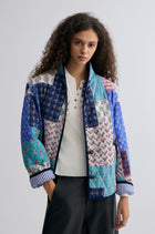 Patchwork Paisley Print Quilted Jacket Blue