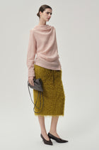Draped Wool-blend Top Rose