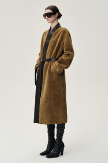 Cléo Shearing Robe Coat Tabacco/ Black