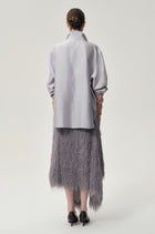Asymmetrical Fringed Skirt Grey