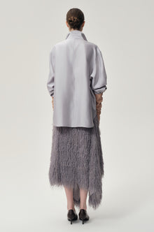 Asymmetrical Fringed Skirt Grey