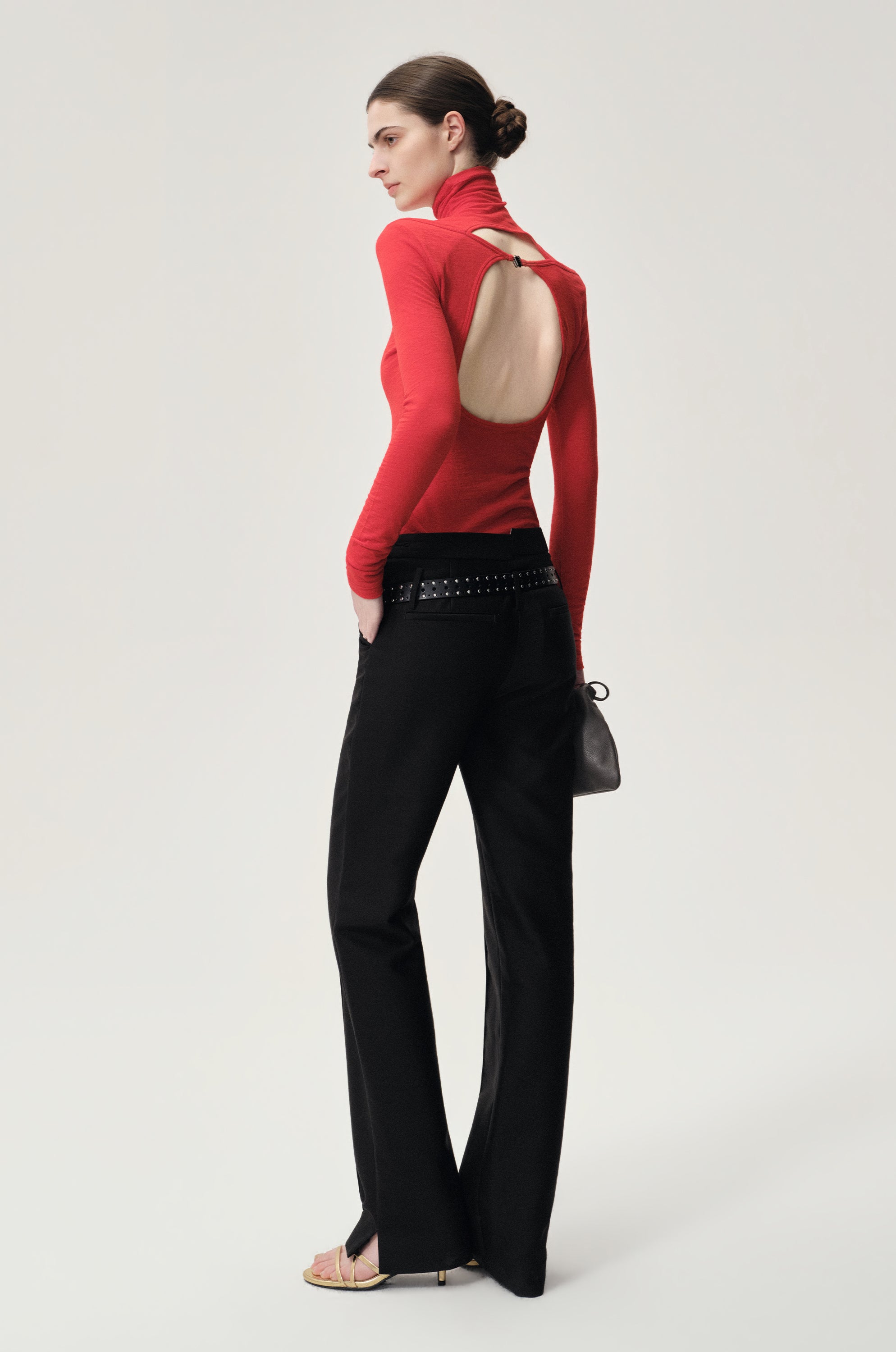 Open-back Wool Jersey Top Red