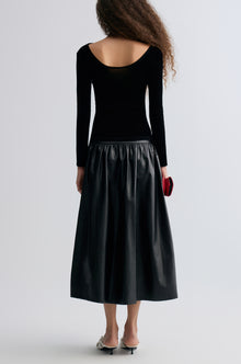 Sheen Velvet Mesh Top Black