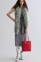 Knot-detail Knitted dress in Merino Wool  Grey melange