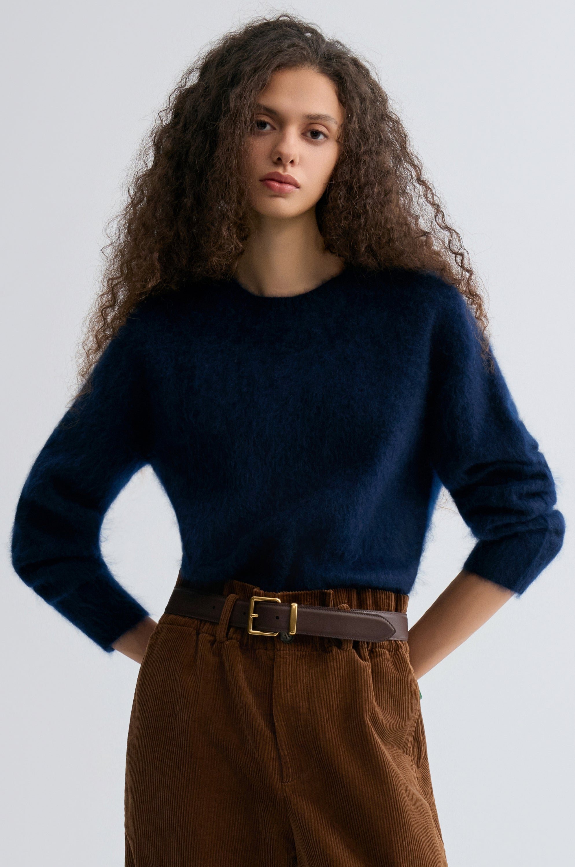 Buttery Boxy Brushed Wool Sweater Navy