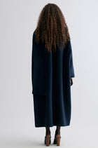 Oversized Double-faced Scarf Coat Navy