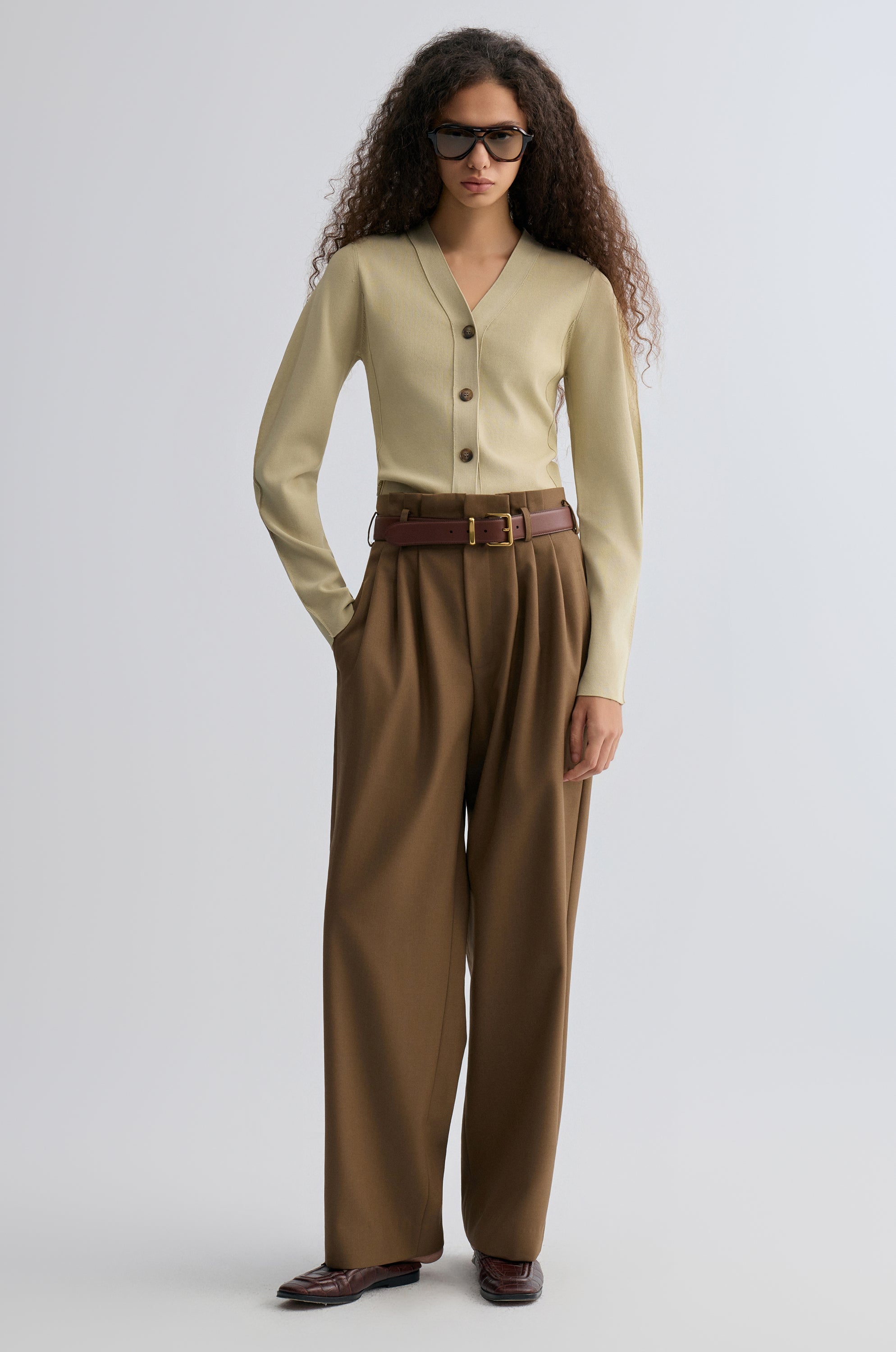 Relaxed Gabardine Trousers Pepper