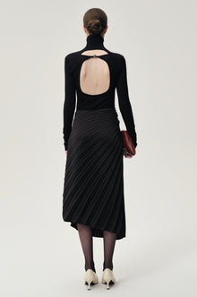 Asymmetrical Pleated Skirt Black