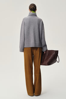 Vicky Turtleneck in Wool and Cashmere Grey Melange