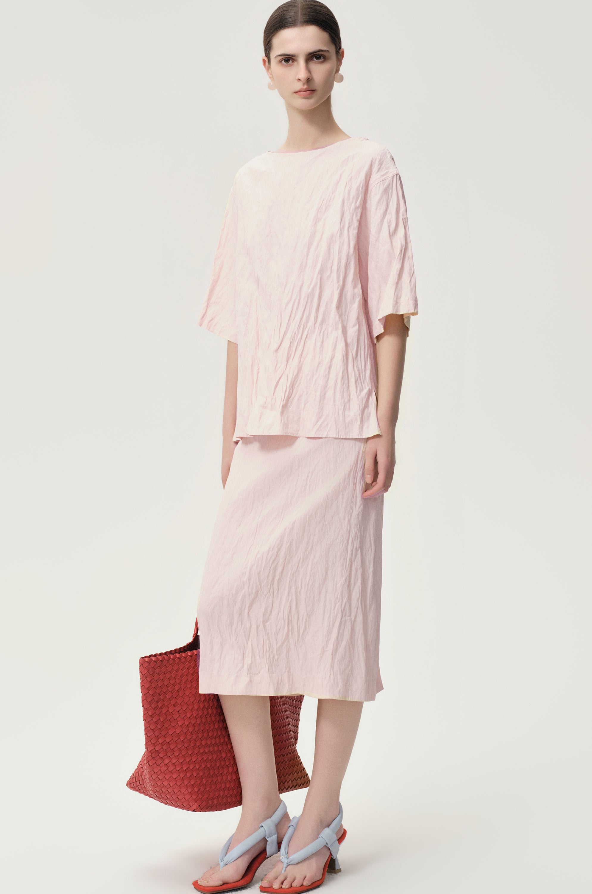 Crinkled Gauze Top Peach
