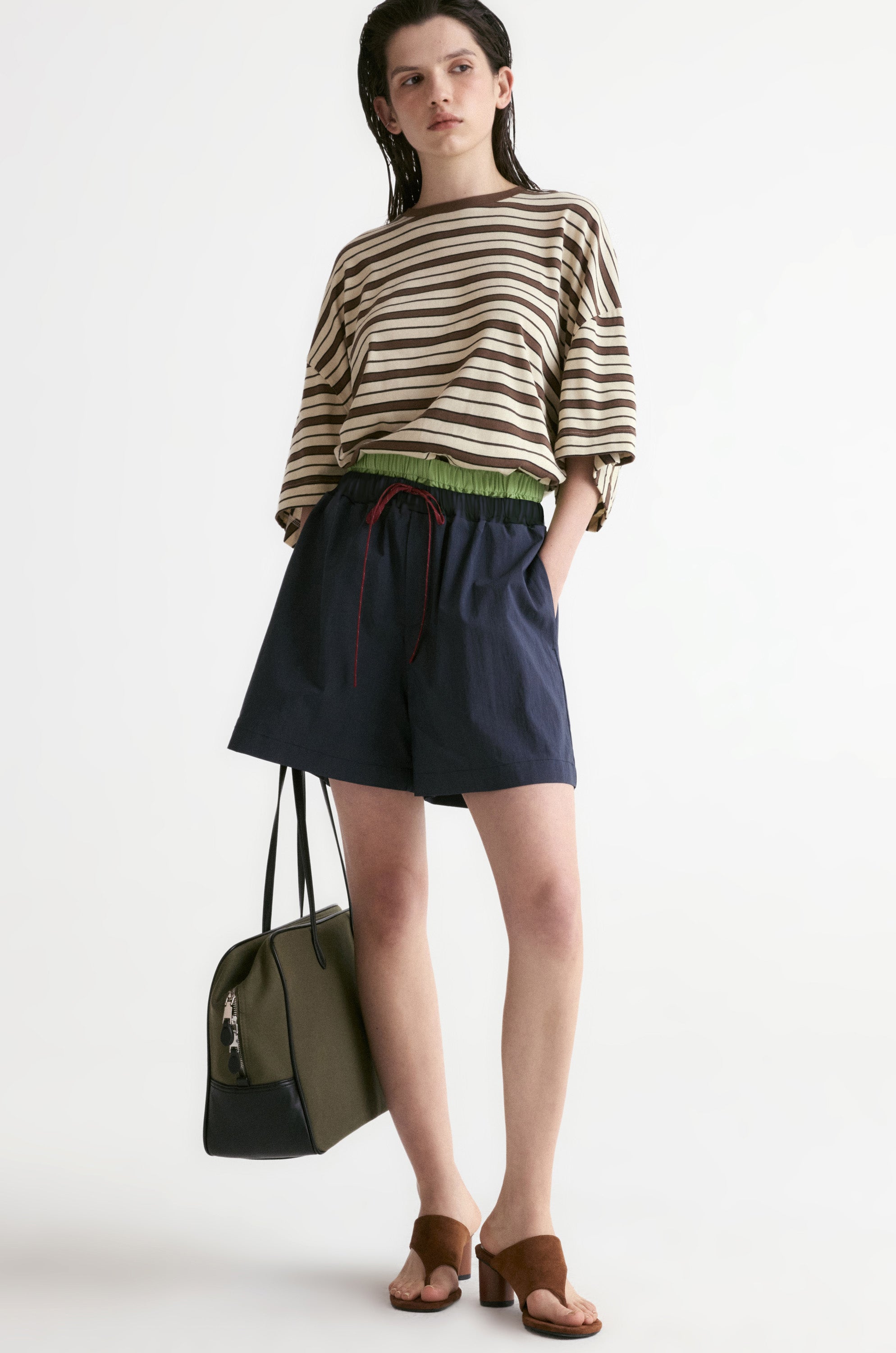 Double Waist Short-Navy