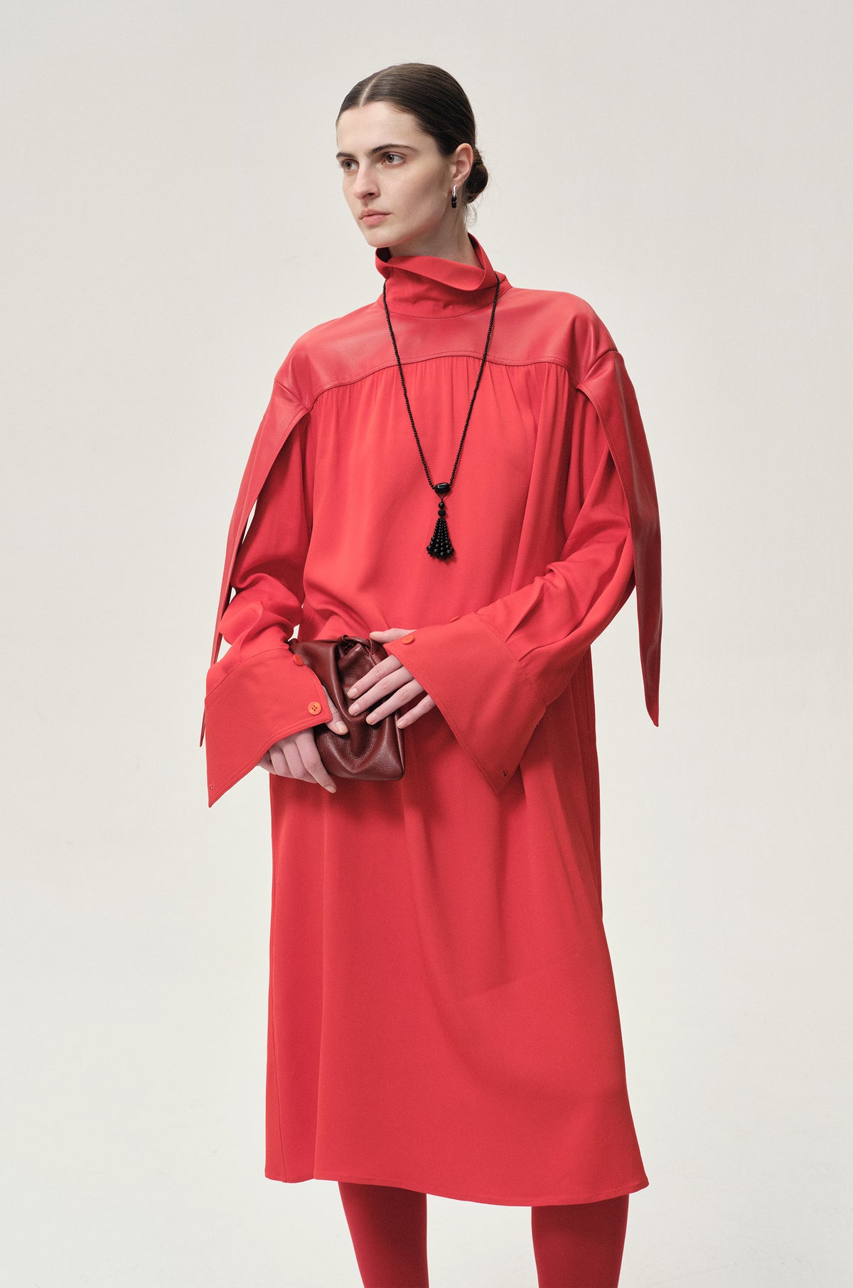 Leather Gathered Dress Grenadine