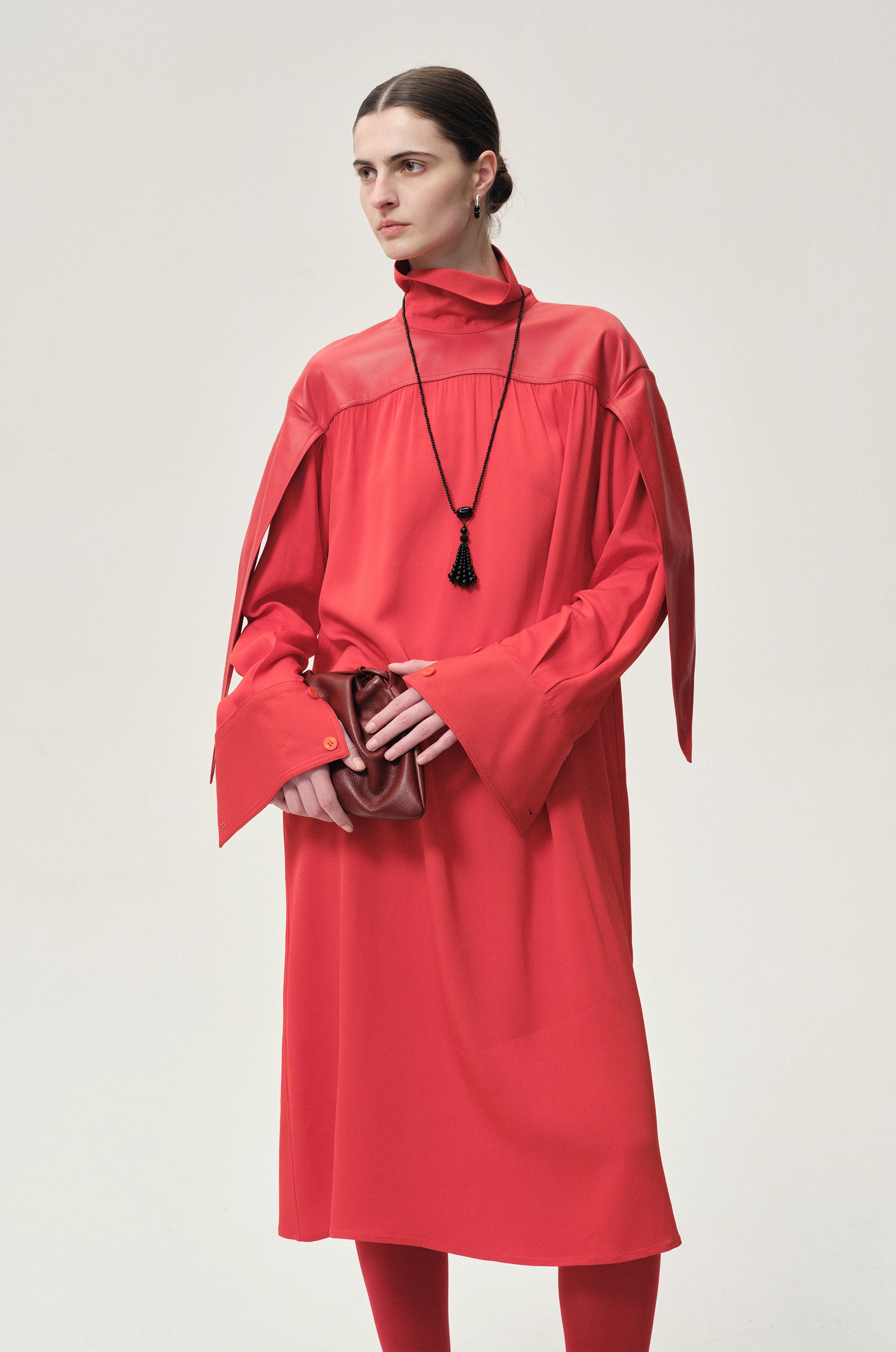 Leather Gathered Dress Grenadine