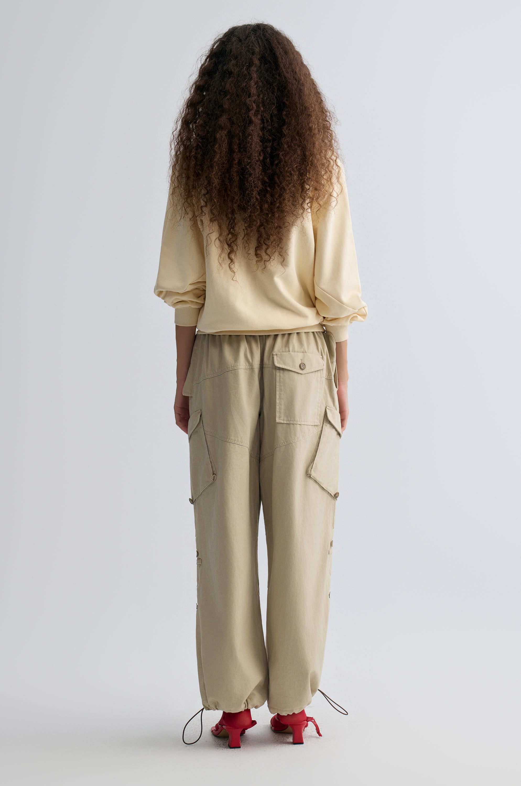 Cotton Panelled Sweater Cream