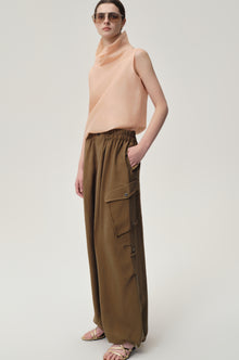 Silk Organza Turtleneck Top Blush