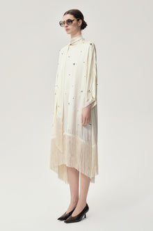 Stud-embellished Scarf Dress Ivory