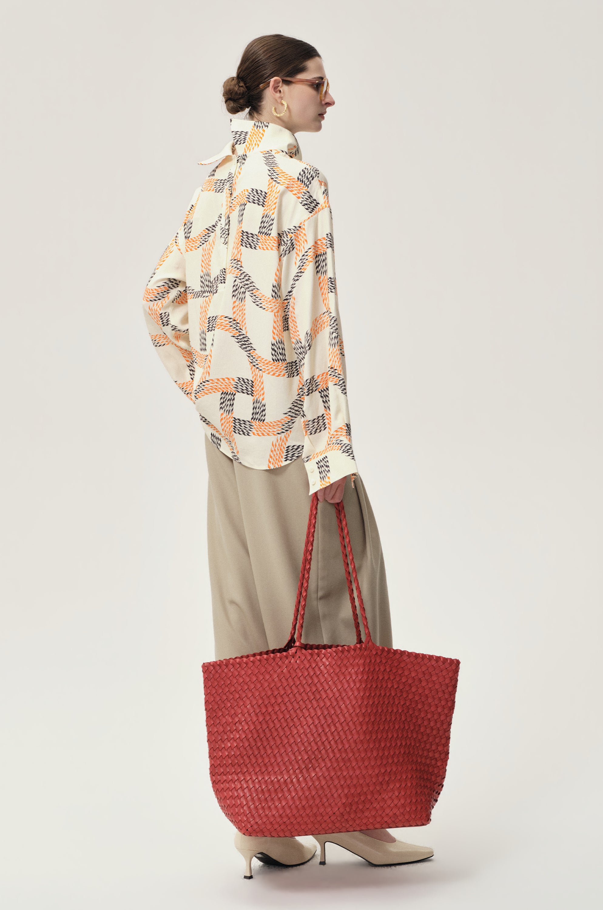 Printed Reversed Collar Shirt Ivory