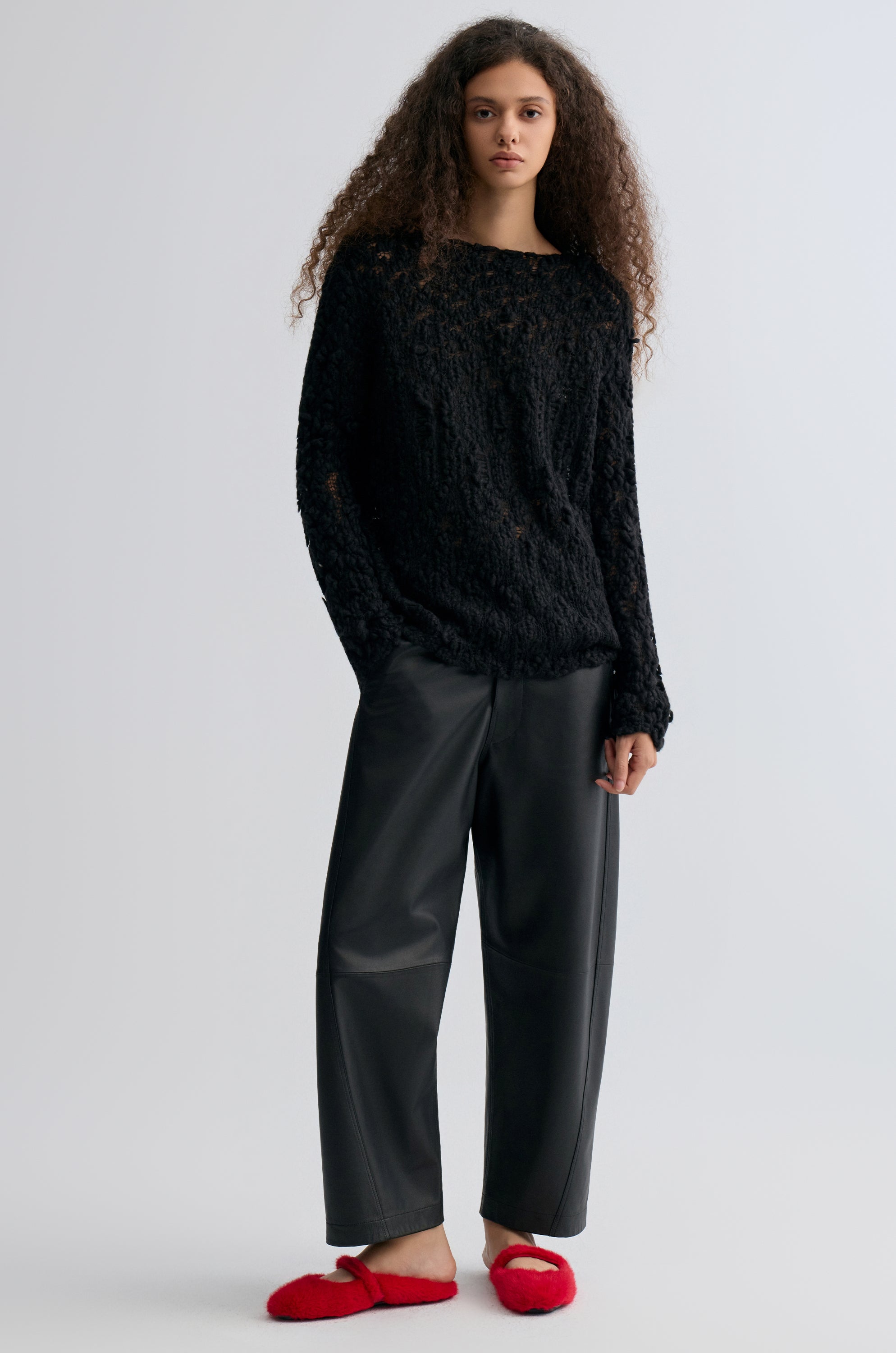 Textured Chunky-knit Sweater Black
