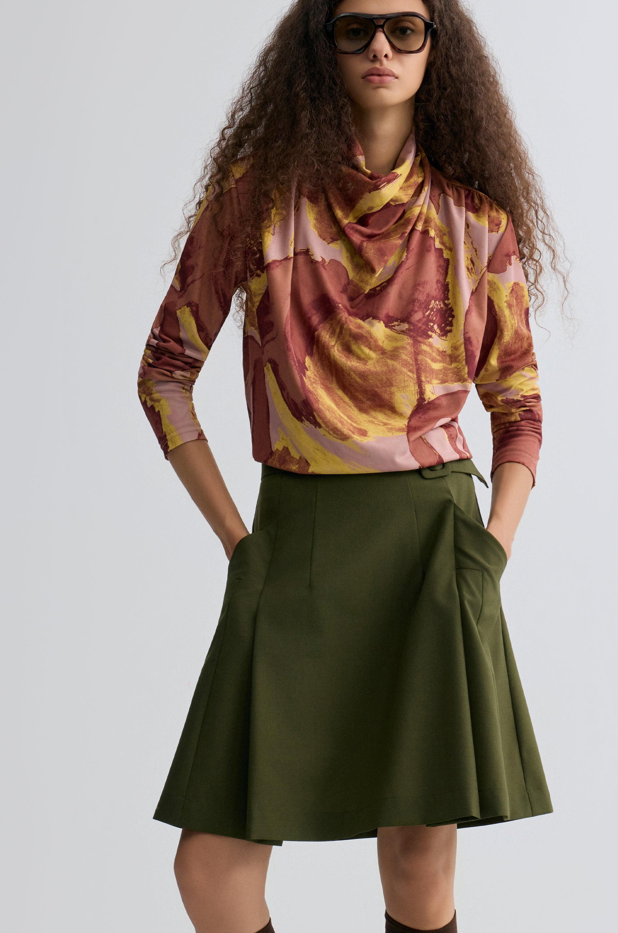 Verve Cowl Jersey Top Blush