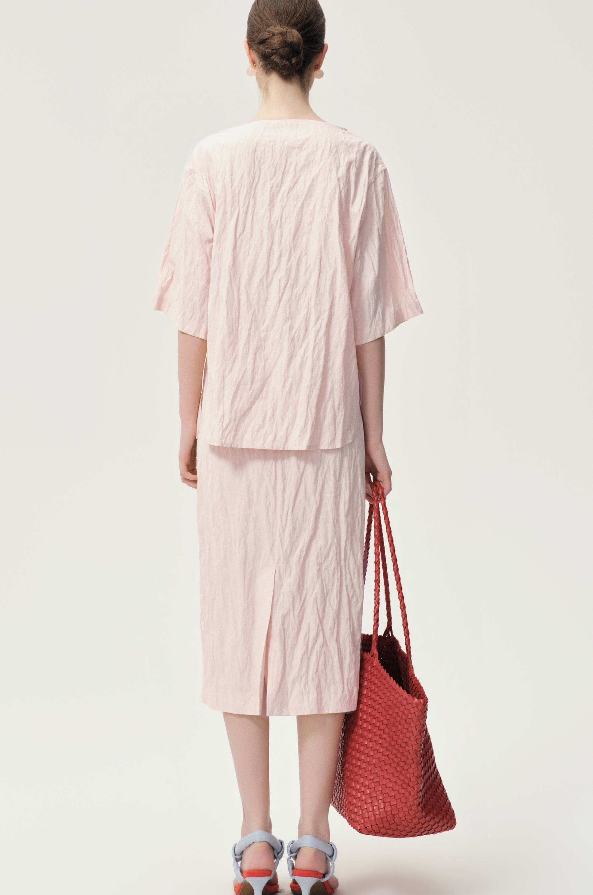 Crinkled Gauze Skirt Peach