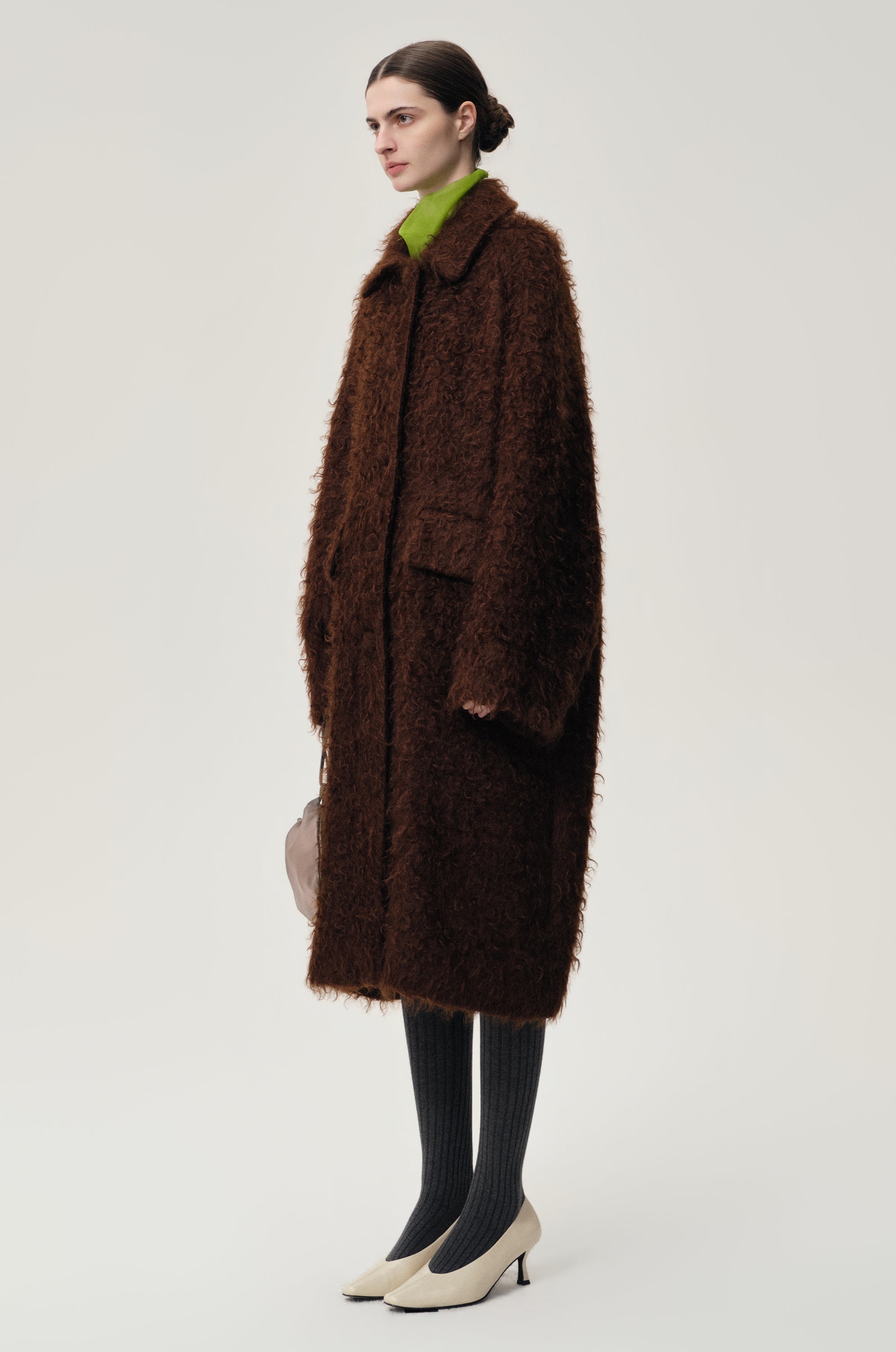 Modernist Mohair Coat Dark Brown