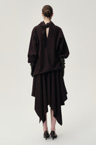 Check Wrap Wool Skirt Navy/Rum