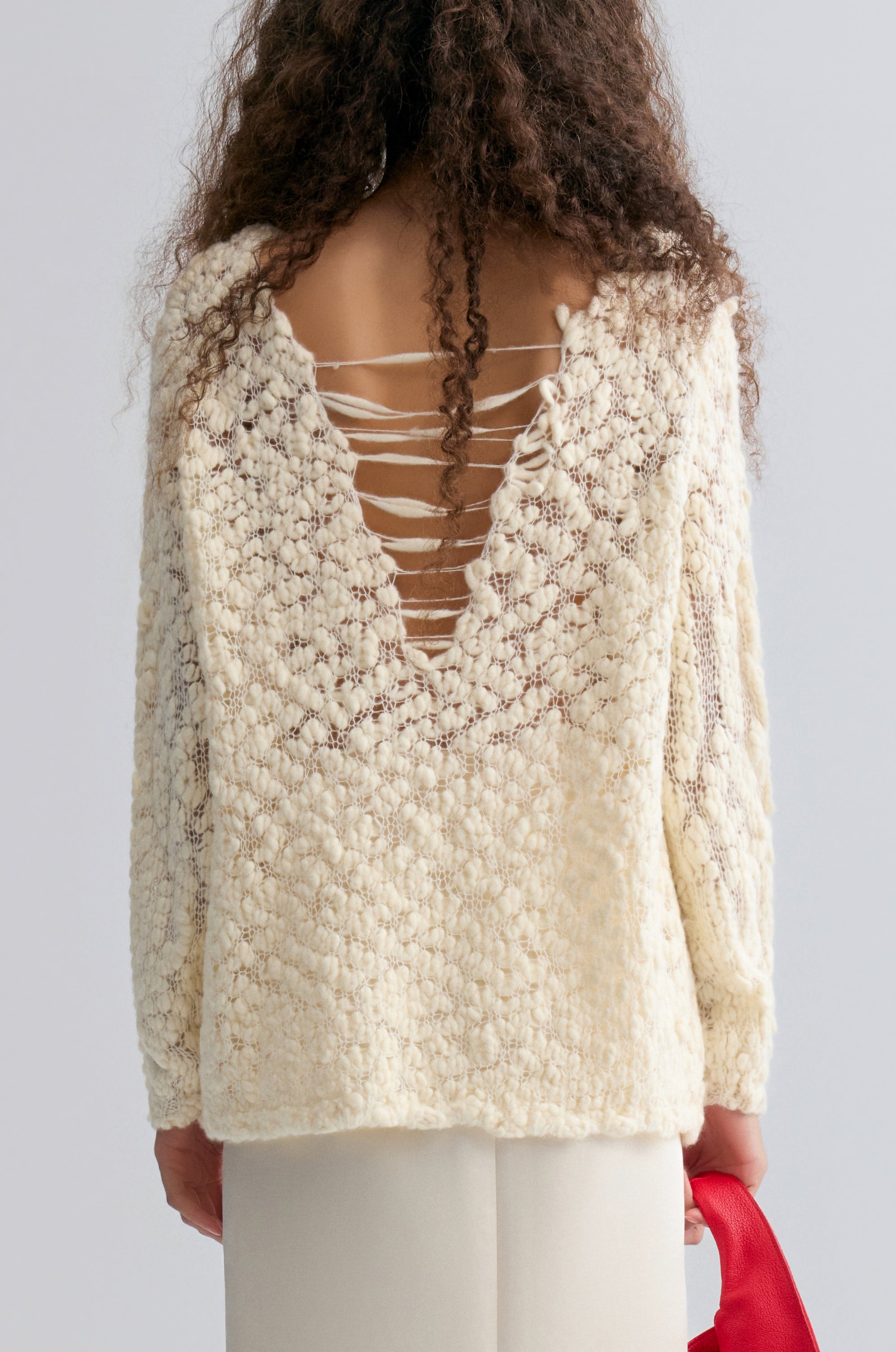 Textured Chunky-knit Sweater Cream