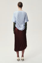 Asymmetrical Pleated Blouse Light Blue