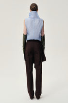 Silk Organza Turtleneck Top Light Blue