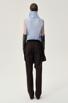 Silk Organza Turtleneck Top Light Blue