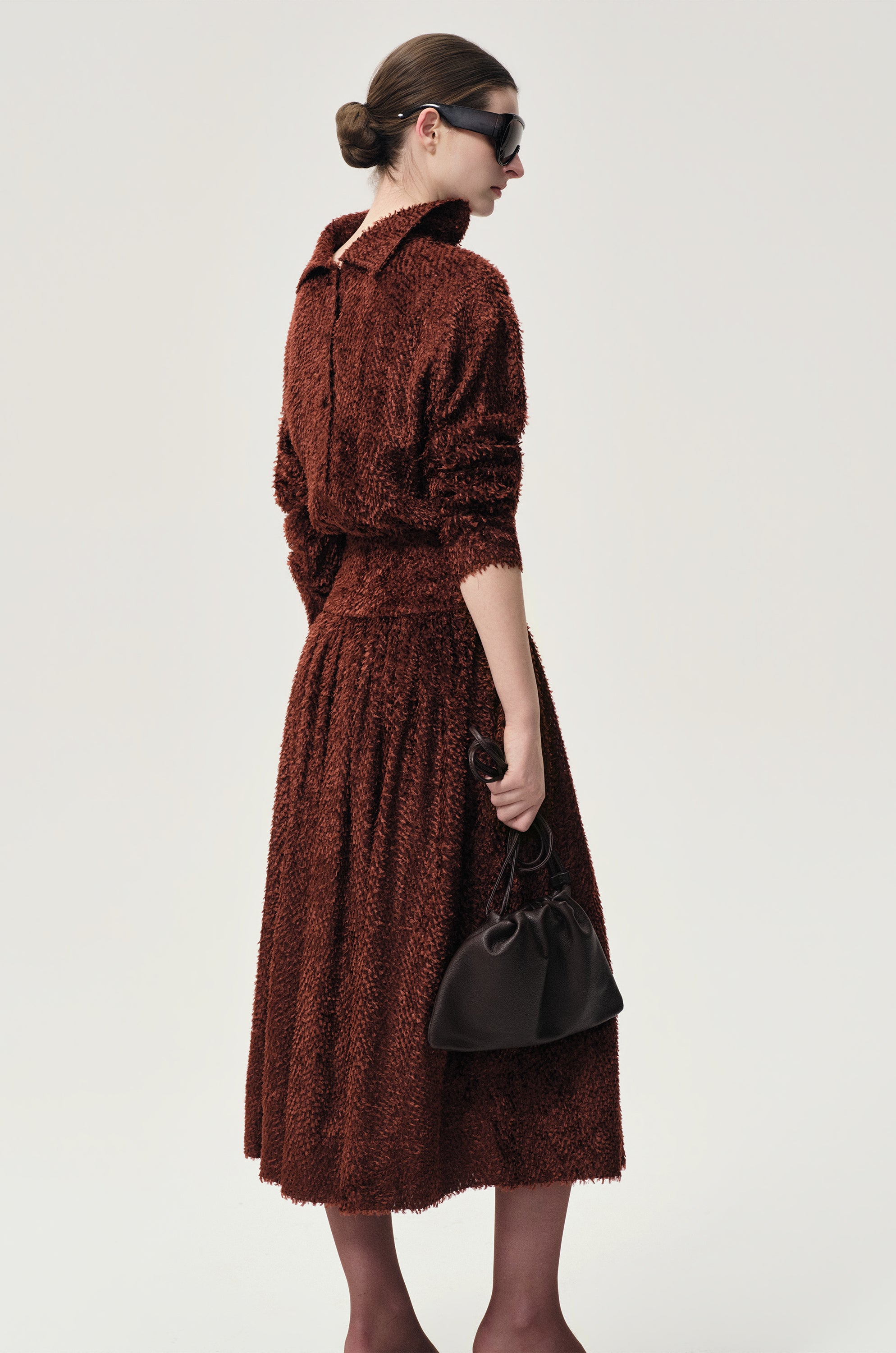 Brushed Trompe-l'œil Dress Cranberry