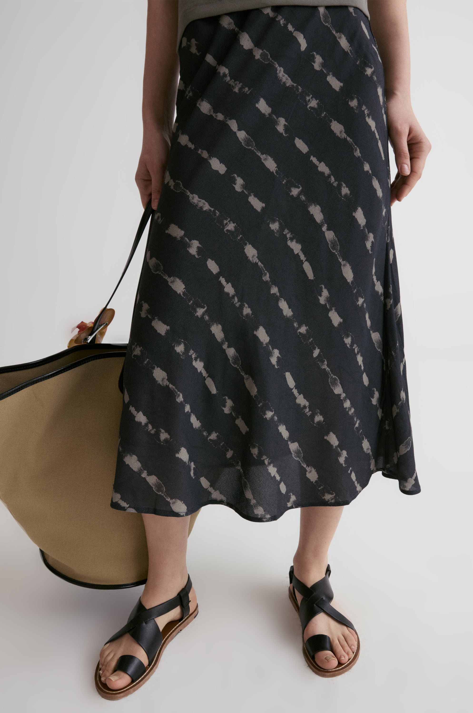 Hand-drawn Stripe Midi Skirt