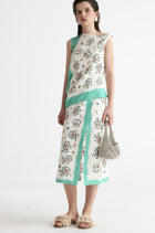 Scarf-print Front Slit Midi Skirt