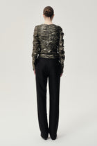 Cigarette Leg Trousers in Silk and Wool Black